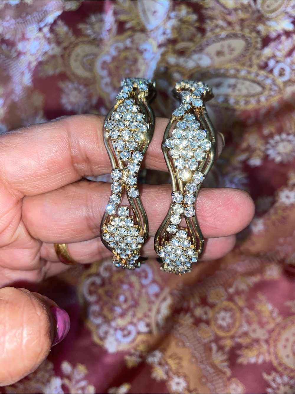 Gold-Tone Crystal Bracelet Pair — Sparkling Clear Stones